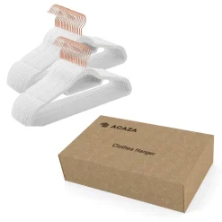 Fluwelen kledinghangers, Set van 50, Antislip, Wit en Rosé Goud