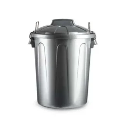 Forte Plastics Afvalbak - zilverkleurig - afvalemmer met deksel - 21l