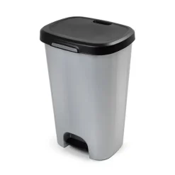 Forte Plastics Pedaalemmer - grijs - vuilnisbak met deksel - 50 l