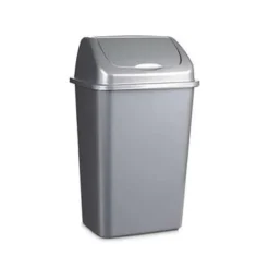 Forte Plastics Prullenbak - zilver - vuilnisbak met deksel - 30 l