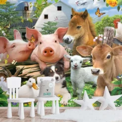 Fotobehang Boerderijdieren - 260 x 384cm - Bont