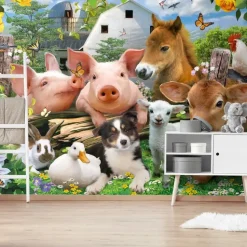 Fotobehang Boerderijdieren - 260 x 384cm - Bont