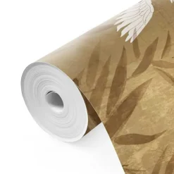 Fotobehang Kraanvogels - 260 x 384cm - Goudkleurig