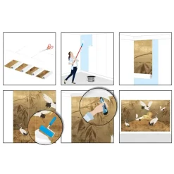 Fotobehang Kraanvogels - 260 x 384cm - Goudkleurig