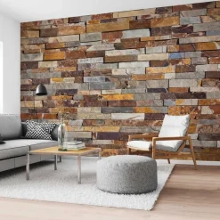 Fotobehang Natuurstenen muur - 260 x 384cm - Bruin