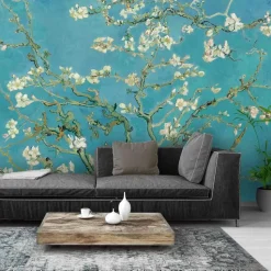 Fotobehang Van Gogh Amandelbloesem - 260 x 384cm - Blauw