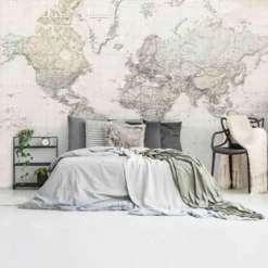 Fotobehang Wereldkaart - vintage Nederlandstalig - 260 x 384cm