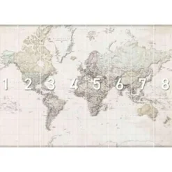 Fotobehang Wereldkaart - vintage Nederlandstalig - 260 x 384cm