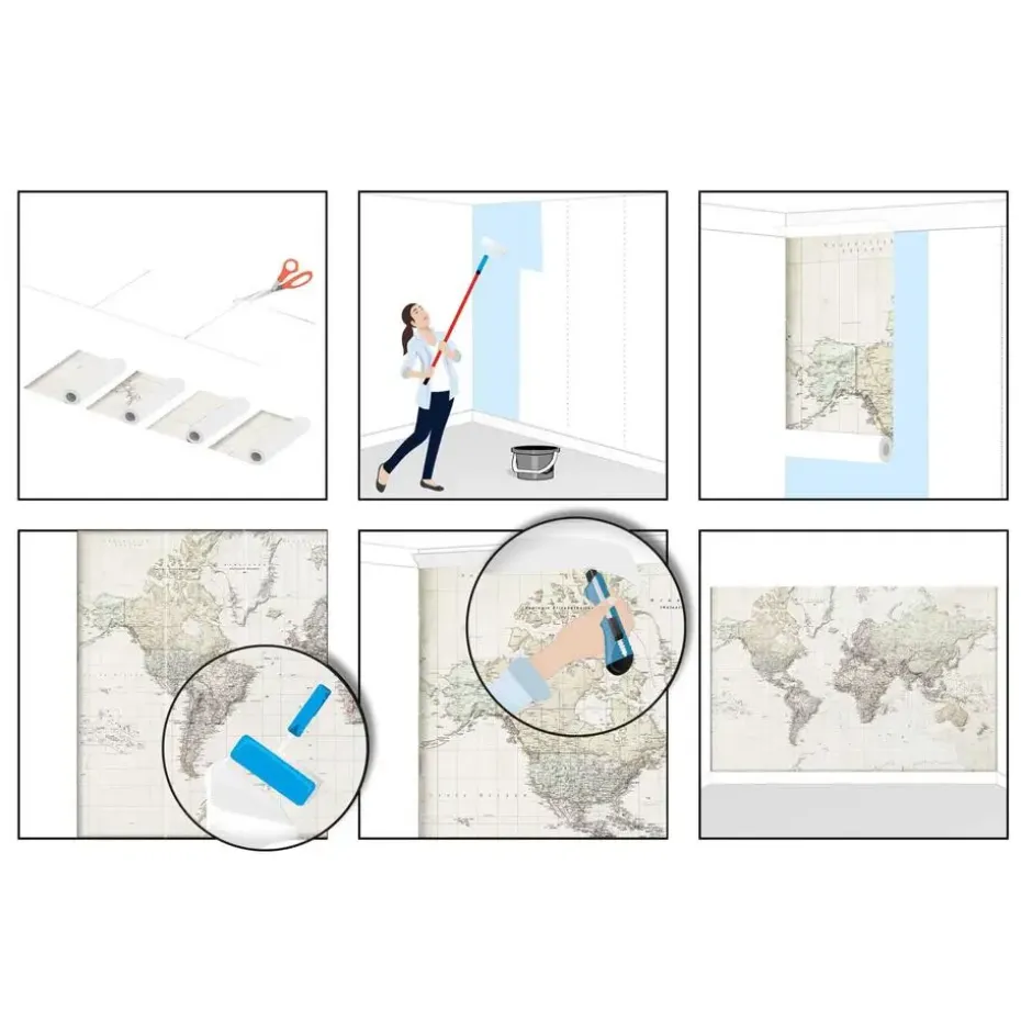 Fotobehang Wereldkaart - vintage Nederlandstalig - 260 x 384cm