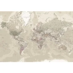 Fotobehang Wereldkaart Natuurtint - 260 x 384cm - Beige