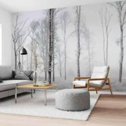 Fotobehang Winters bos - 260 x 384cm - Wit