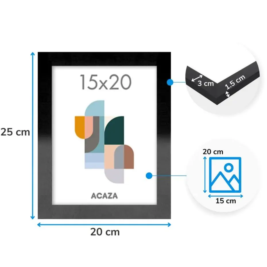 Fotokader - Fotolijst - Set van 5- 15x20cm - MDF hout- Zwart