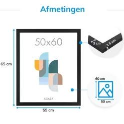 Fotokader - Fotolijst - Wissellijst - 50x60 cm - MDF - Zwart