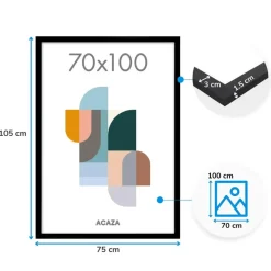 Fotokader 70x100cm - Fotolijst in MDF Hout - Zwart