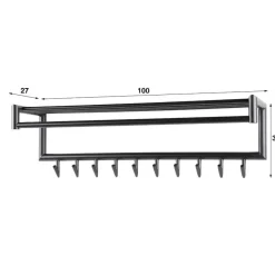 Fraaai - Haines kapstok 10 haaks roede ronde buis - donkergrijs mat