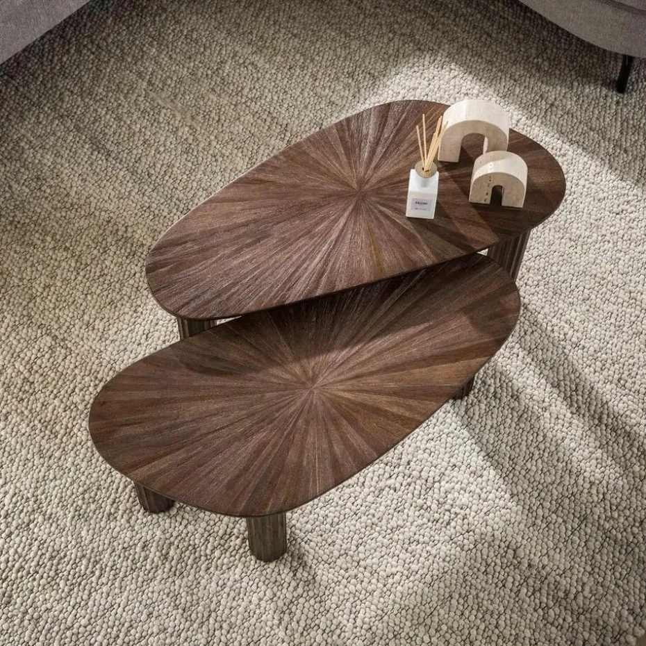 Fraaai - Jared salontafel set van 2 hoekvormig Maya teak - bruin