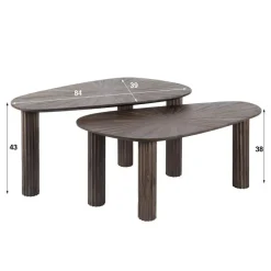 Fraaai - Jared salontafel set van 2 hoekvormig Maya teak - bruin