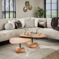 Fraaai - Nicholas salontafel set van 2 driehoekig - massief acacia