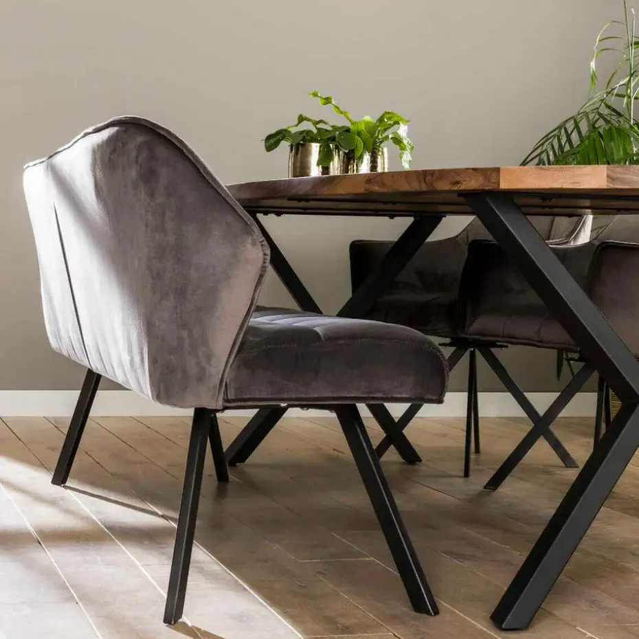 Fraaai - Ramon eetkamerbank 180 cm velvet antraciet