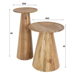 Fraaai - Sarah bijzettafel set van 2 massief acacia - naturel