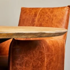 Furndea Brixon eettafel industrieel rond mangohout 77xØ130 cm