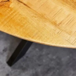 Furndea Brixon eettafel industrieel rond mangohout 77xØ130 cm