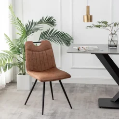 Furnihaus Eetkamerstoel Leon Microvezel Cognac Set van 2