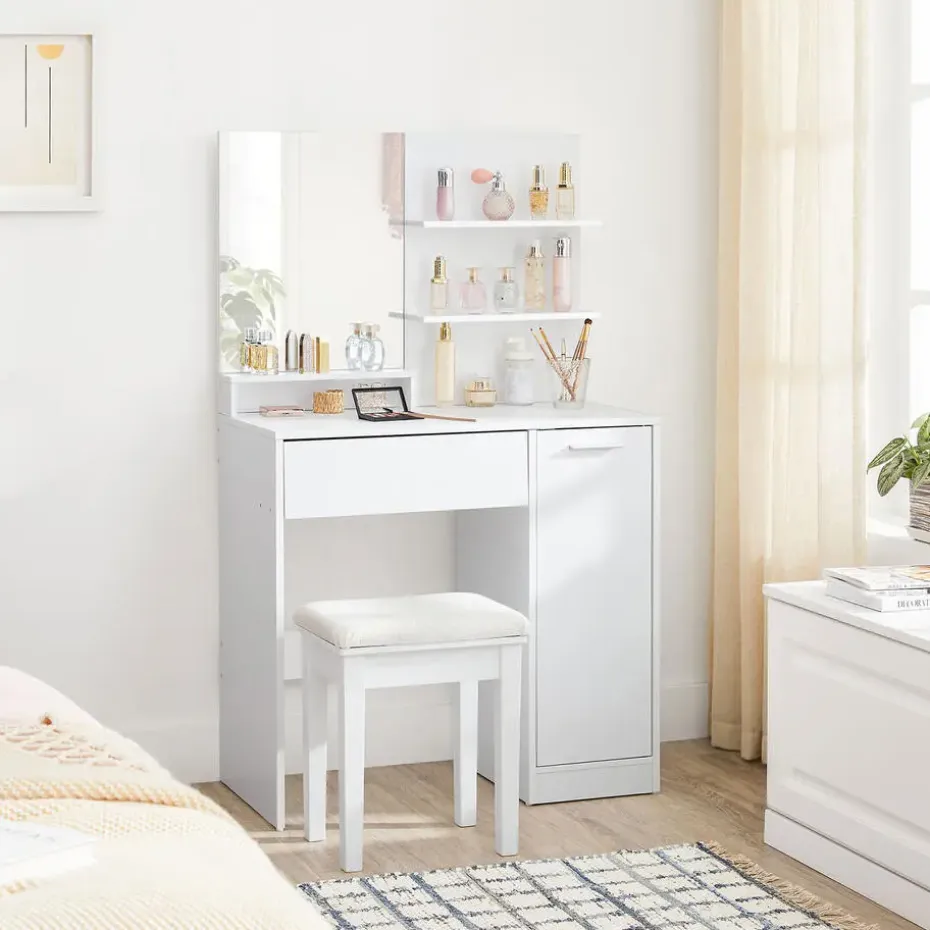 Furnihaus Kaptafel met rechthoekige spiegel en 1 lade cosmetische tafel