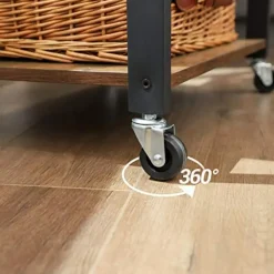 Furnihaus Keukentrolley - op wieltjes - 2 legplanken - vintage bruin - 60cm