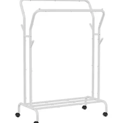 Furnihaus Kledingroede Kledingrek Dubbele Kledingophangrail met wielen 103,5 cm