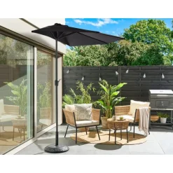 GALATI - Halfronde parasol - Zwart - 270 cm - Polyester