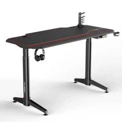 Gaming bureau zwart/rood - Elektrisch verstelbaar - 140x66 cm