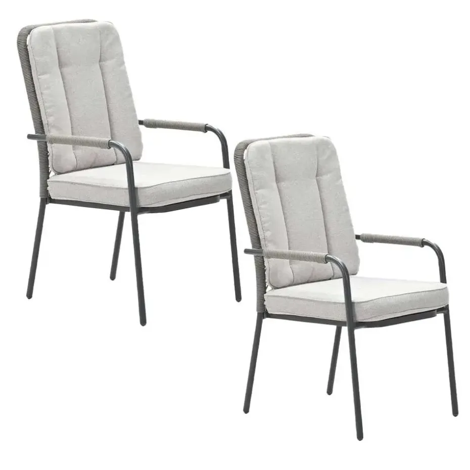 Garden Impressions Aleria tuinstoel taupe - 2 stuks