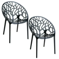 Garden Impressions Crystal tuinstoel zwart - 2 stuks