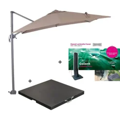 Garden Impressions Hawai parasol S 250x250 taupe + 80kg voet en hoes