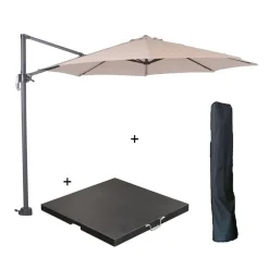 Garden Impressions Hawaii parasol S Ø300 ecru + 80kg voet en hoes