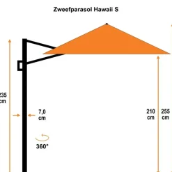 Garden Impressions Hawaii zweefparasol S 250 x 250 cm taupe