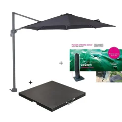 Garden Impressions Hawaii parasol S Ø300 zwart + 80kg voet en hoes