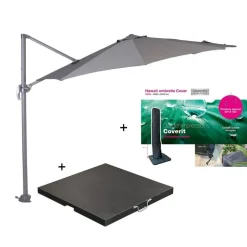 Garden Impressions Hawaii parasol S Ø300 d.grijs + 80kg voet en hoes