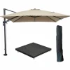 Garden Impressions Hawaii zweefparasol 3x3m taupe met voet en hoes