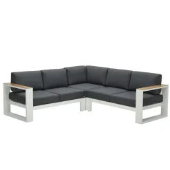 Garden Impressions Plaza lounge hoekset 3-delig wit - teak look