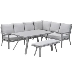 Garden Impressions Senja lounge dining set 4-delig rechts- valley sand