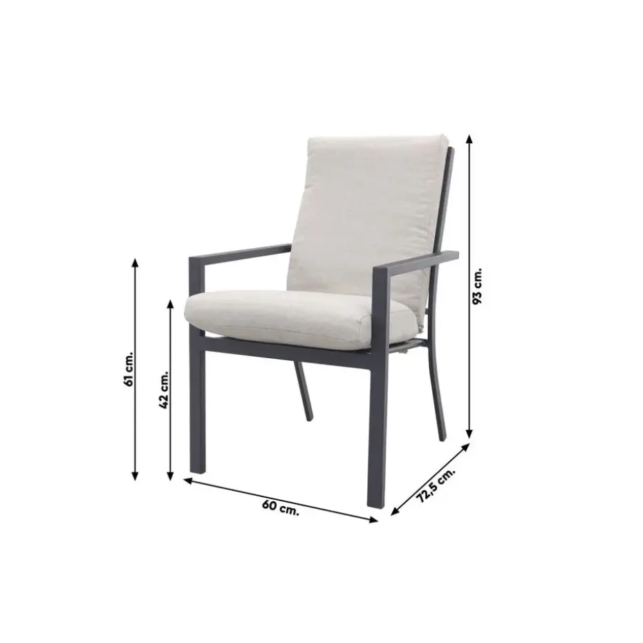 Garden Impressions Sergio dining tuinstoel Carbon black/Dessert