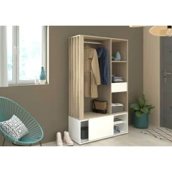 Garderobe Ghislain 1 deur & 1 lade - Japanse eik/wit