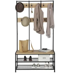 Garderoberek met Bankje van 100cm breed - Lichte Eik Kleur