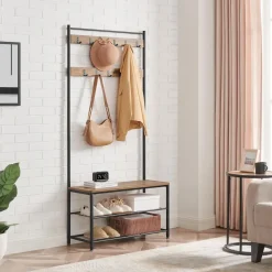 Garderoberek XL met Schoenenbank, Kapstok, H 175 cm en B 85 cm, Ashwood