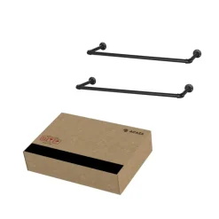 Garderobeset van 2, Wandrek, Kledingrek tot 50 kg Draagvermogen, Zwart