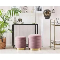 GARLAND - Poef - Roze - 40/33 cm - Fluweel