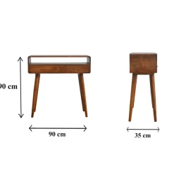 Gebogen Kastanje Sidetable met Open Sleuf