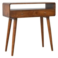 Gebogen Kastanje Sidetable met Open Sleuf